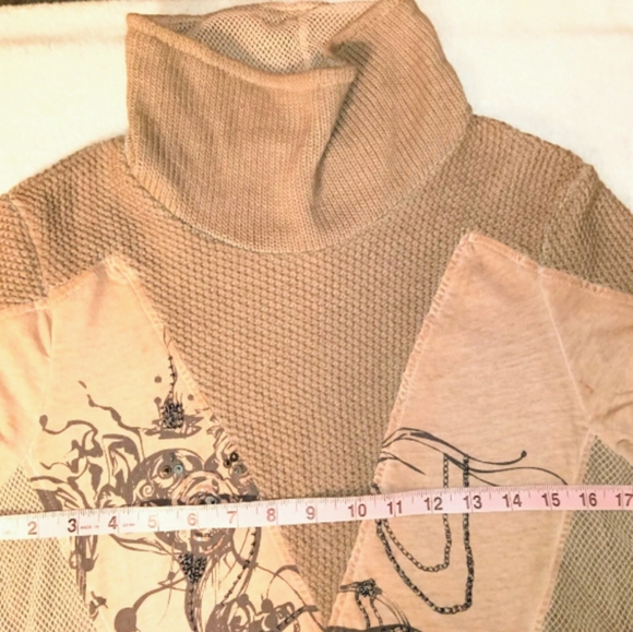 Vtg Y2K Angels Never Die/Anrvrdie mixed media long sleeve mock neck top sz S - Picture 12 of 16